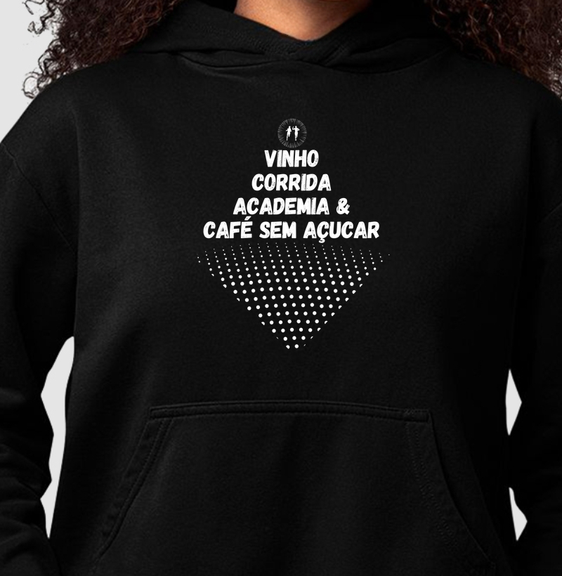 Vinho, corrida, academia - v1 - Hoodie Moletom