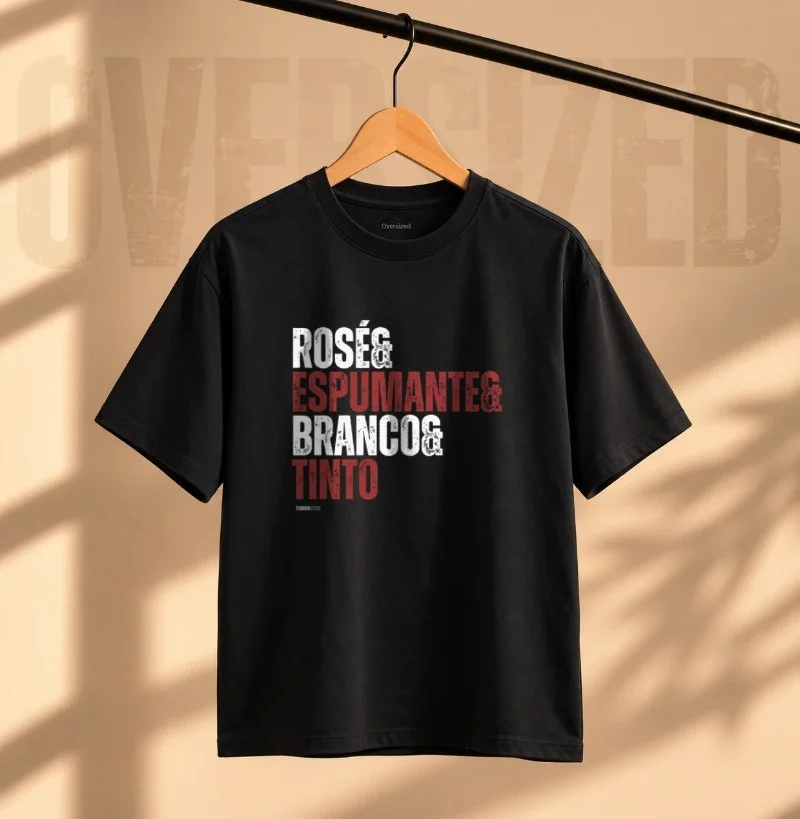 Camiseta Oversized - Tipos de Vinho - Camiseta Oversized