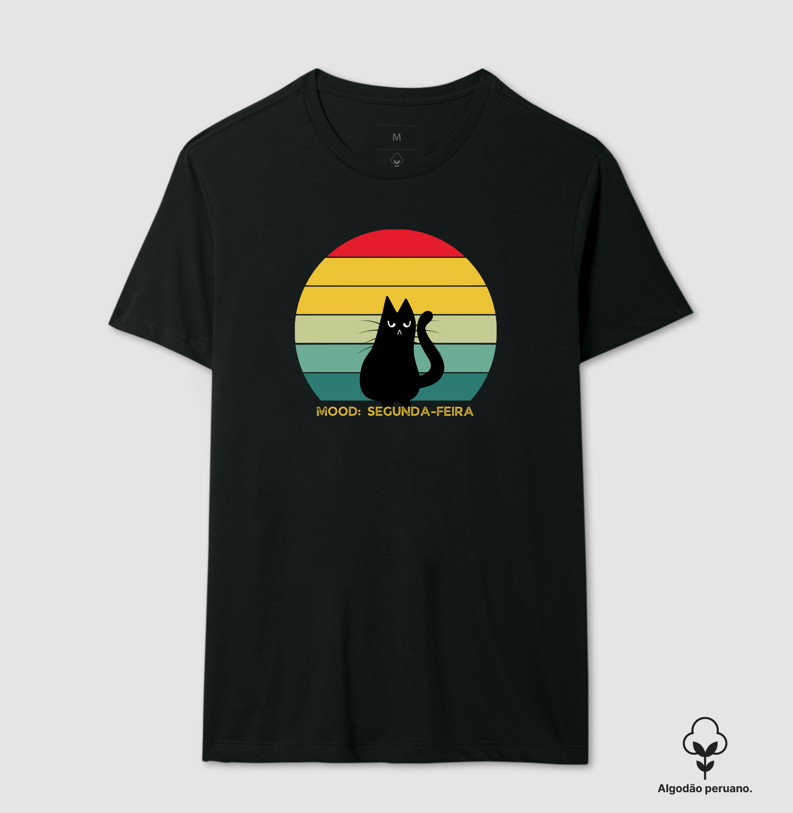 Camiseta MOOD: Segunda-Feira (Gato Mal-Humorado Retrô)