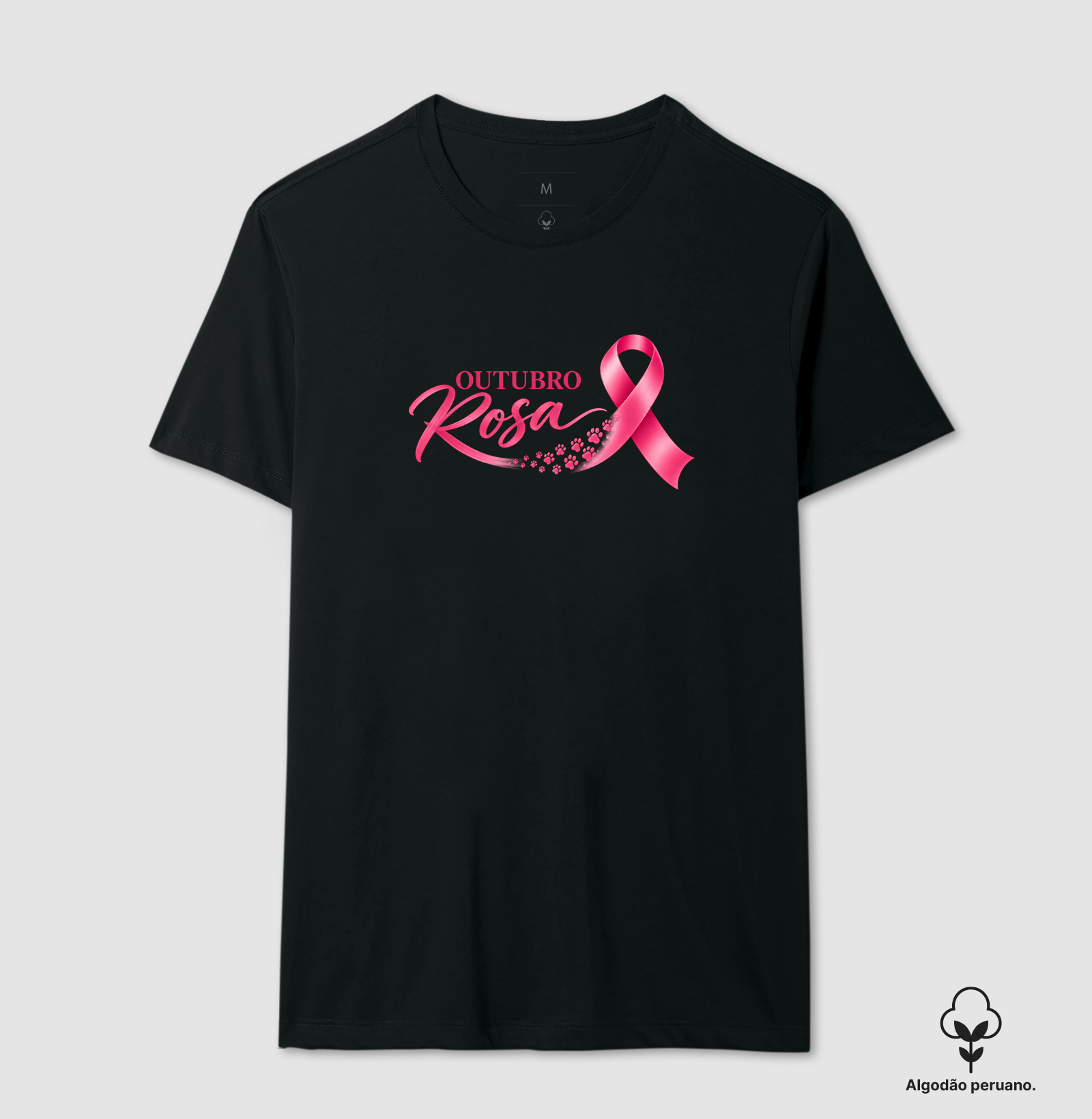 Outubro Rosa de Patinhas - Camiseta Algodão Peruano