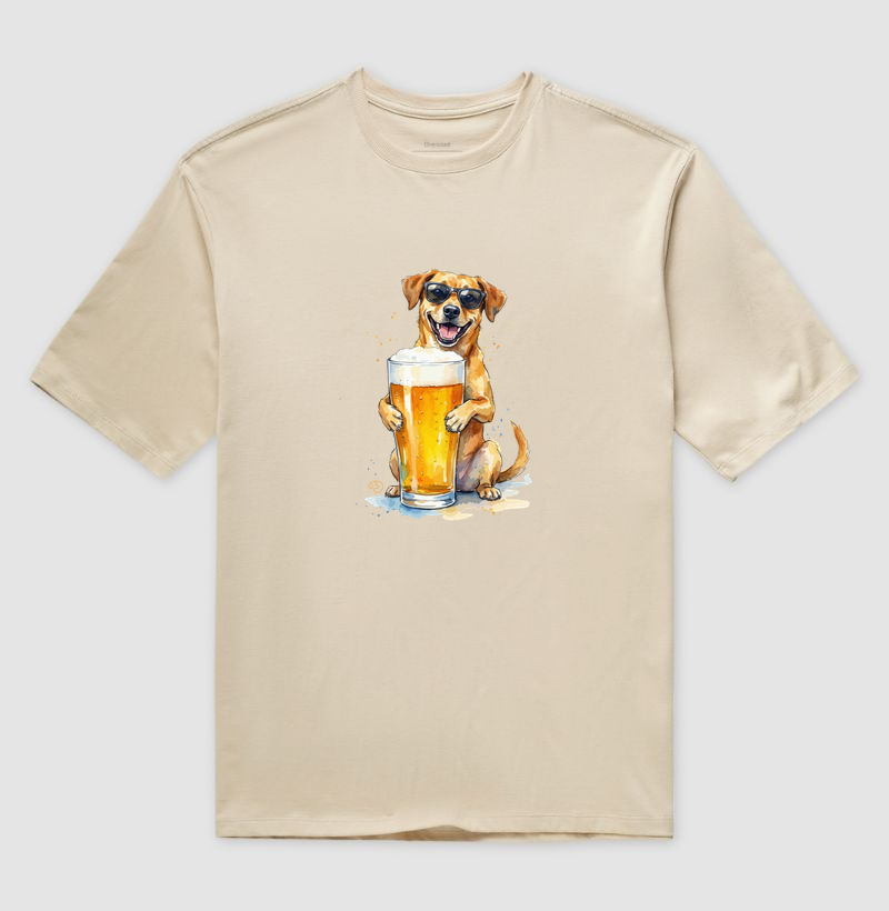 Cachorro com Cerveja - Camiseta Oversized