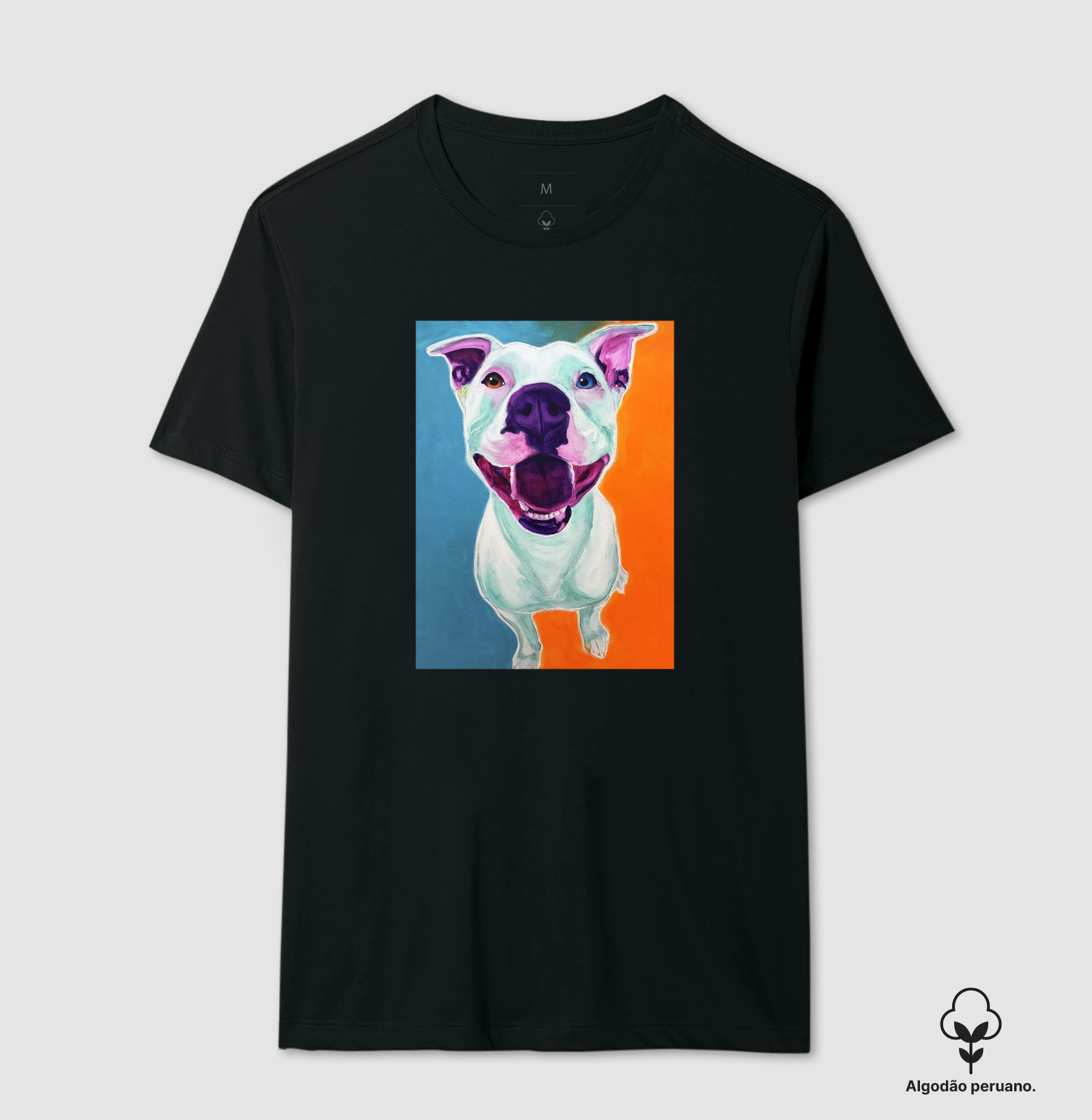 Pit bull Branco fundo colorido