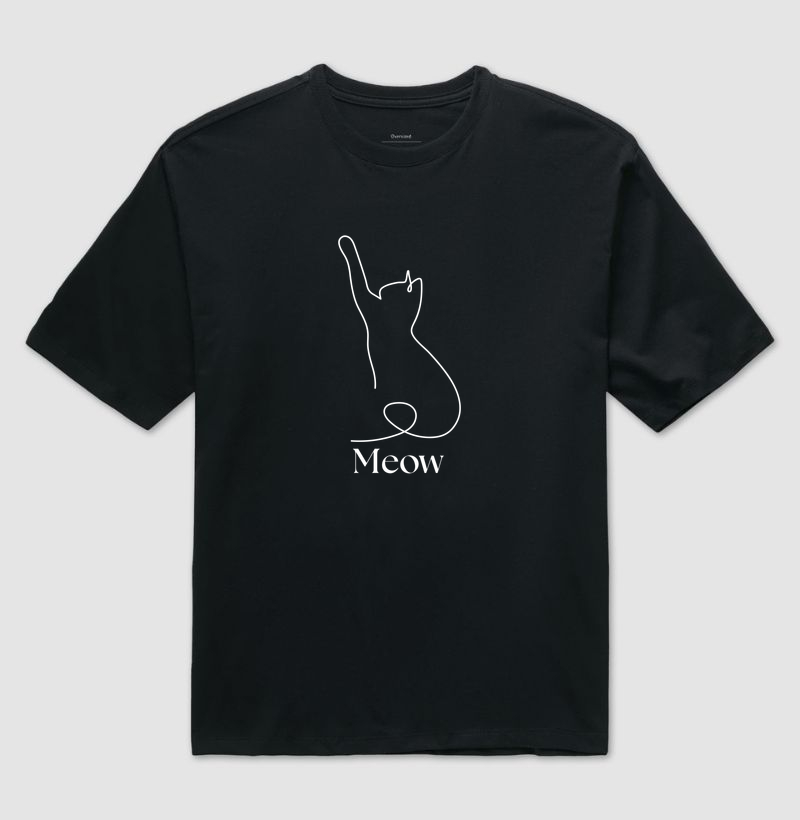 Meow Silhouette - Camiseta Oversized