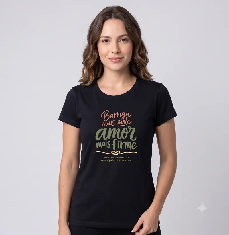 Barriga mais mole - Blusa Feminina Estampada para Recém-Mãe 