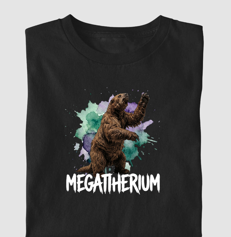  Camiseta Dinossauro Megatherium Algodão Premium Dinoloco  - Camiseta