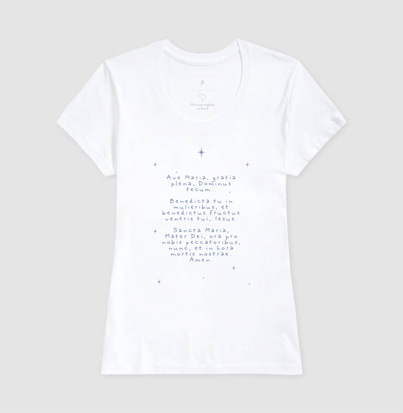 T-Shirt Católica | Ave Maria, Gratia Plena - Branca