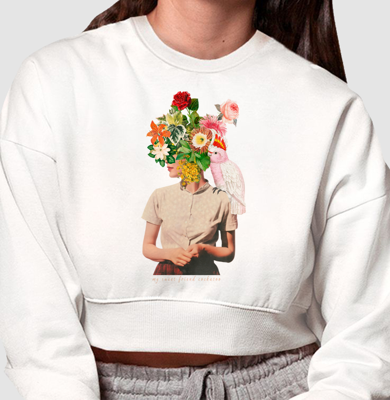 Colagens - Doce Cacatua - Moletom Cropped