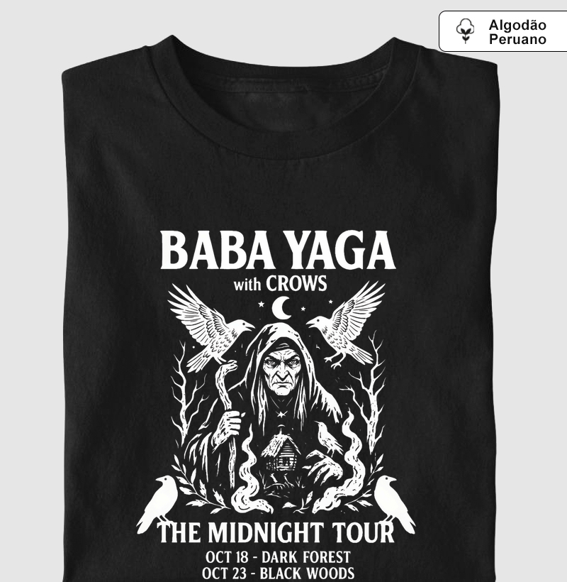 Baba Yaga – The Midnight Tour - Camiseta Algodão Peruano