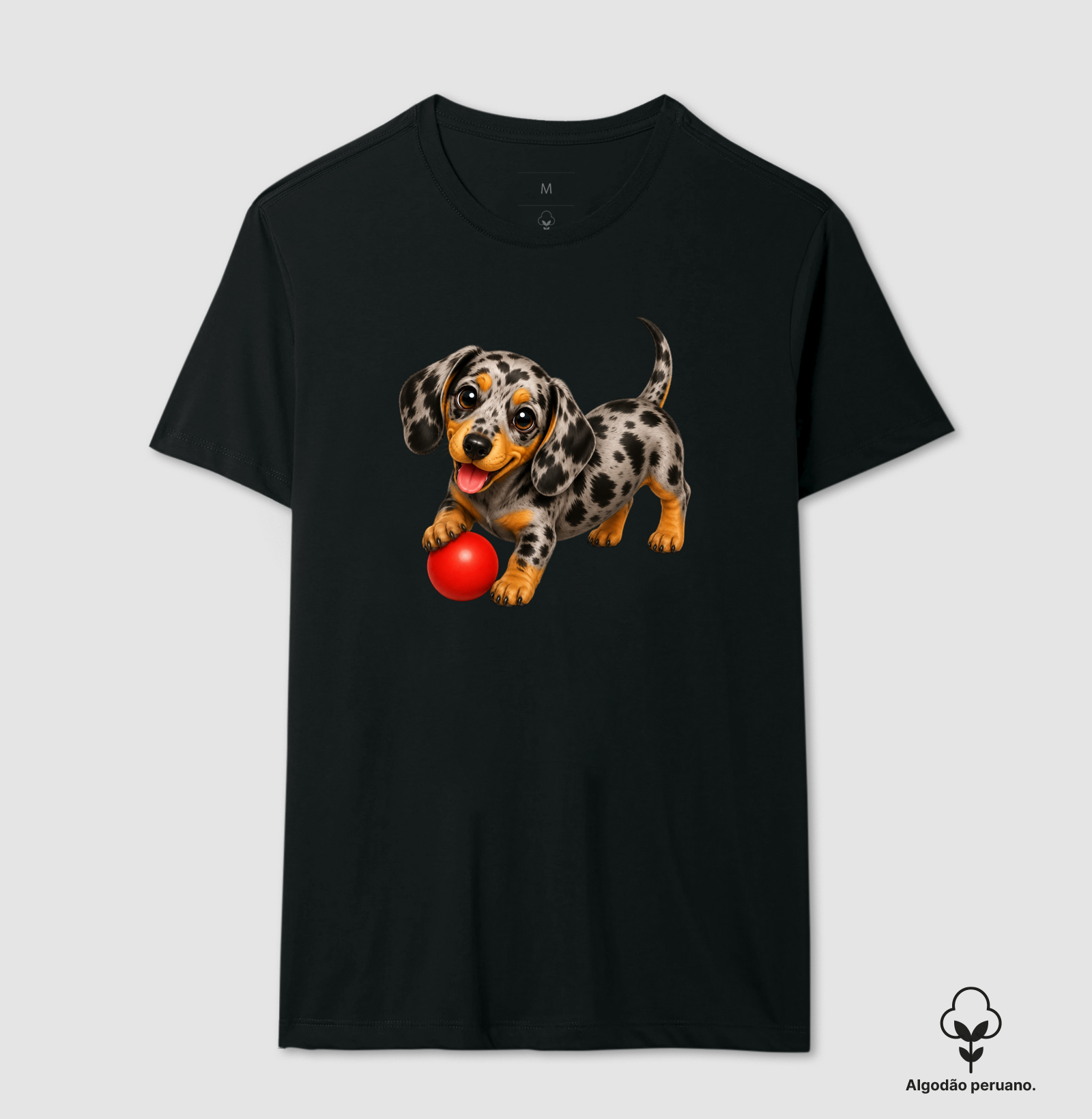 Dachshund Arlequim - Desenho Animado - Camiseta Algodão Peruano