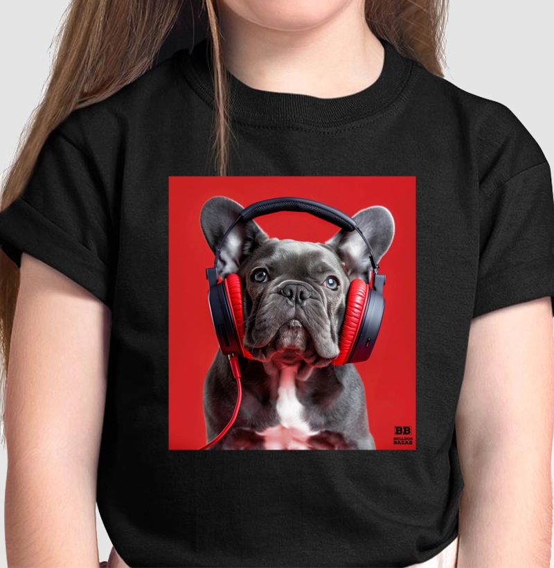 Camiseta Cropped Bulldog Frances "Headphones 4"