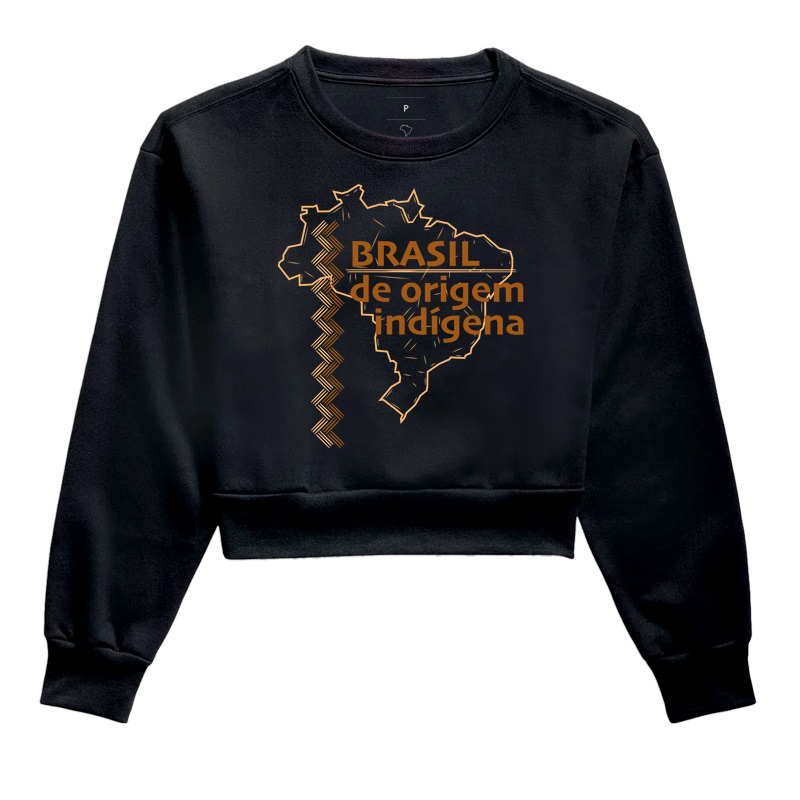 Cropped Moletom Indígena “Brasil de Origem Indígena”