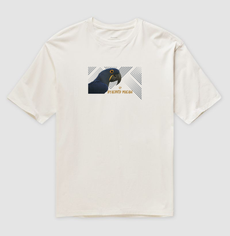 Camiseta Oversized Arara Azul - Hyacinth Macaw