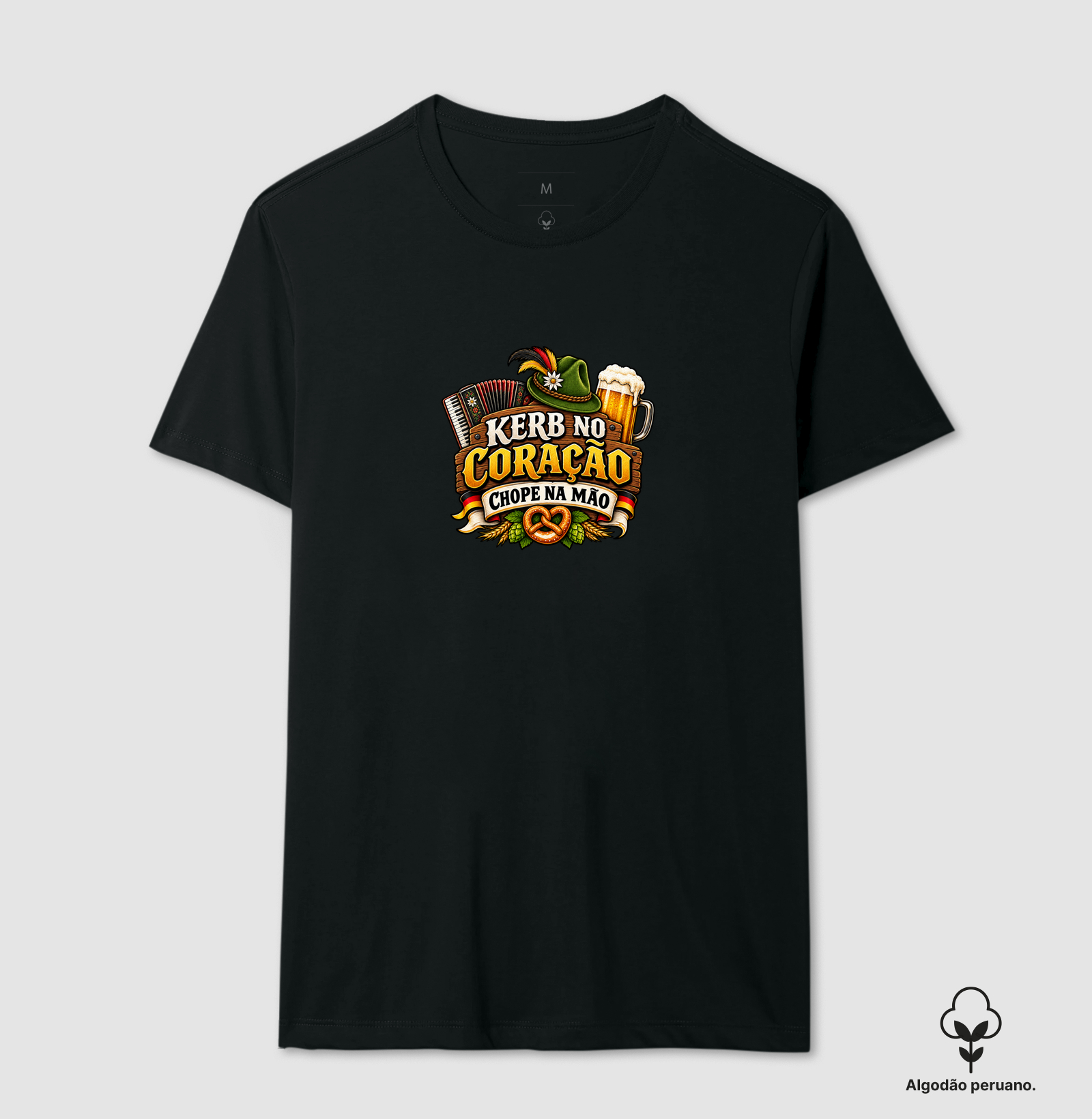 Kerb no coração, chope na mão - Camiseta Algodão Peruano