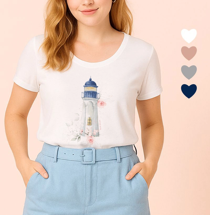 Camiseta Feminina Ilustrada Farol Flores