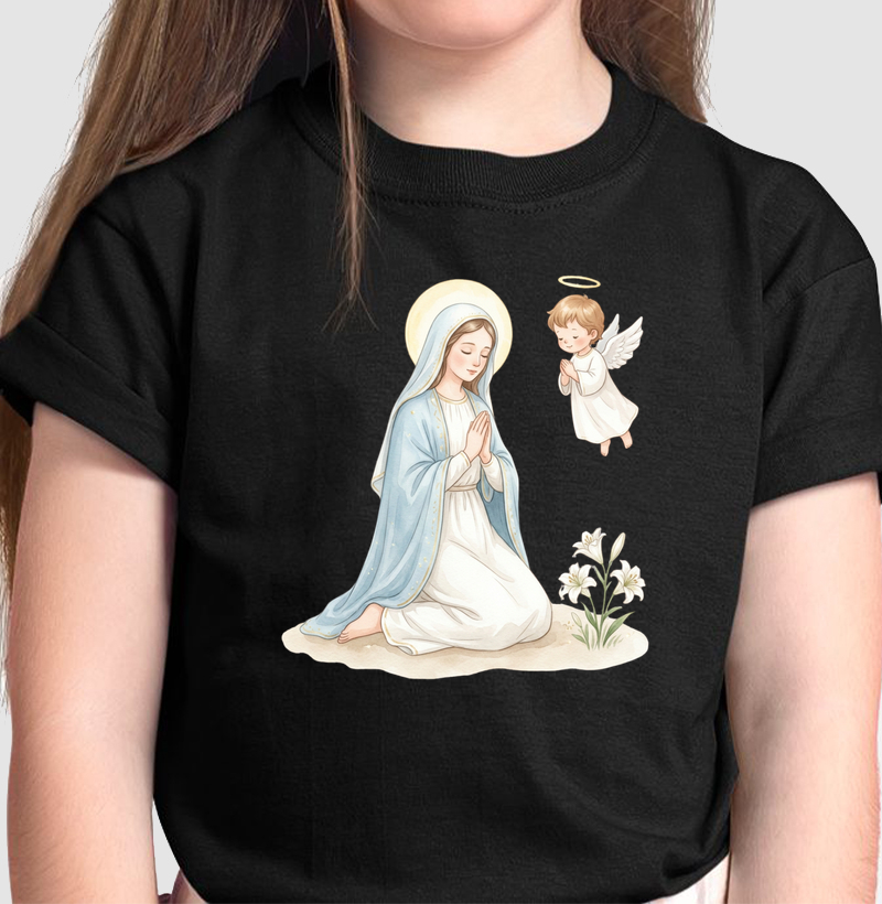 Camiseta Infantil Maria e o anjo