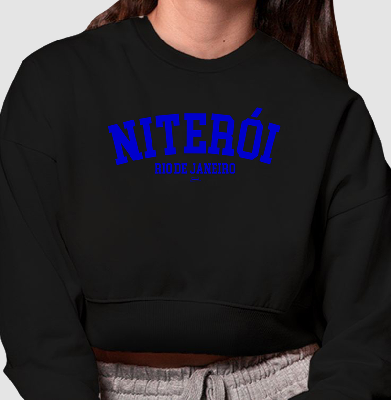 Niterói - Azul e Branco - Cropped Moletom