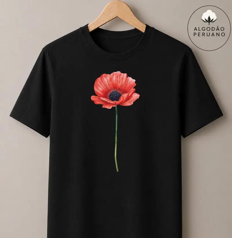 Camiseta Algodão Peruano - Poppy Bloom 