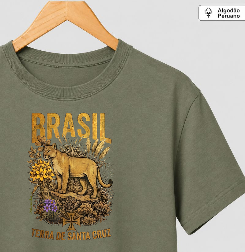 Onça-parda e Planta Canela-de-ema em destaque