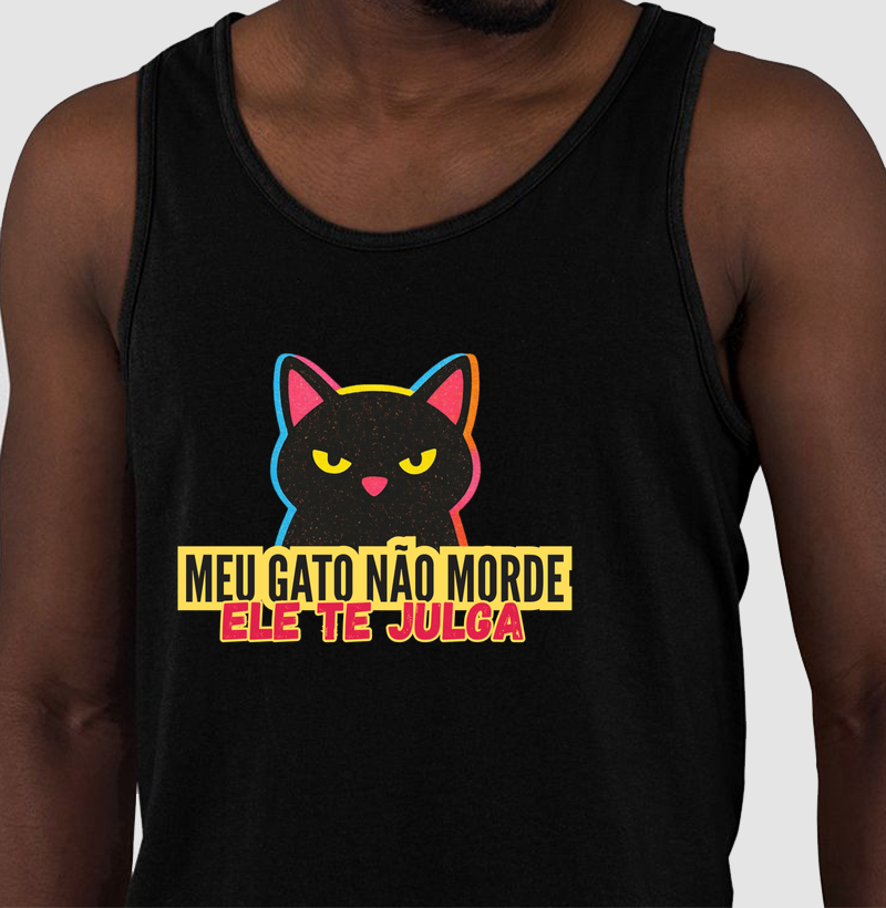 Meu gato não morde, ele te julga - Regata
