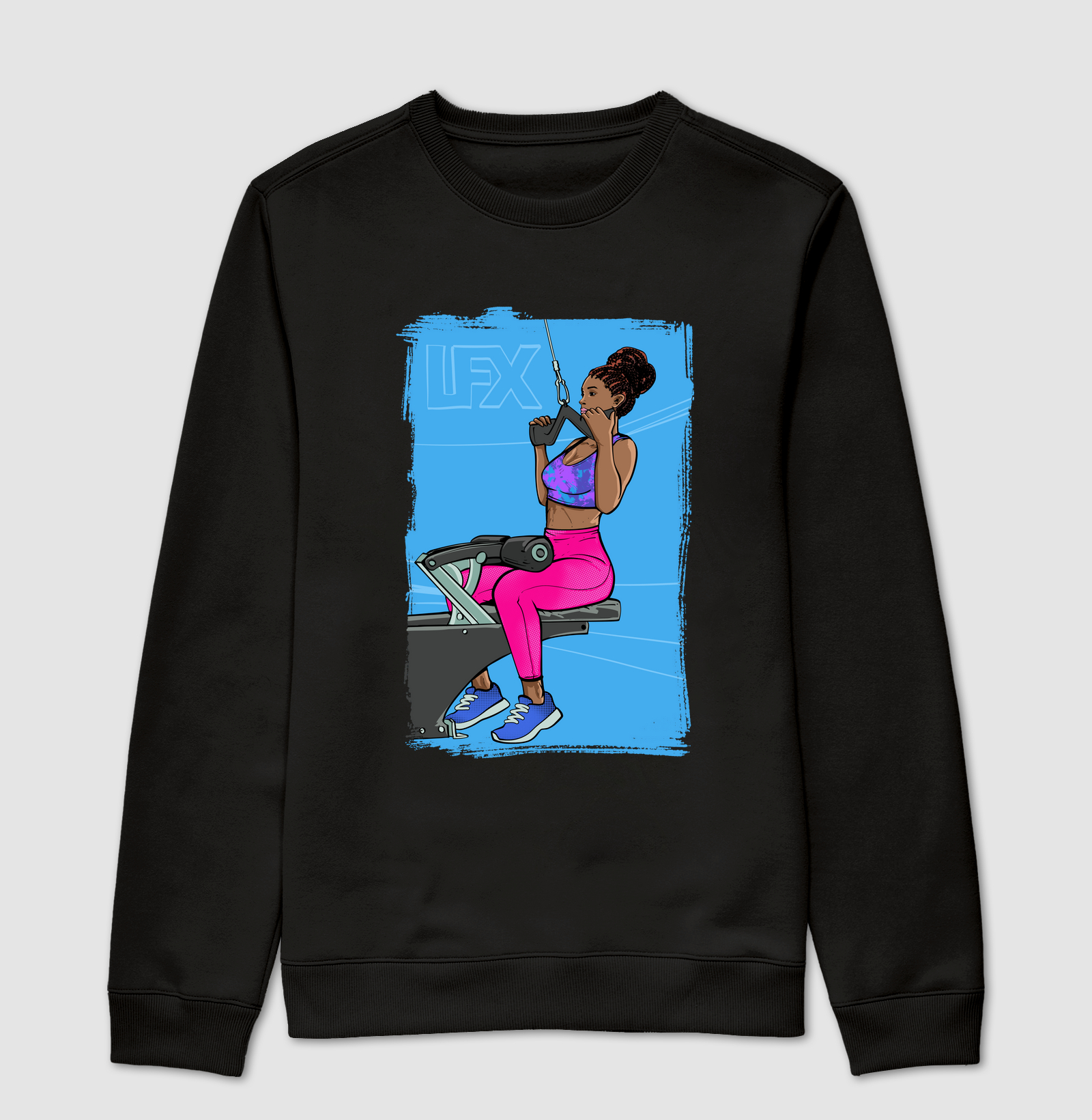 Mulher Preta fazendo Puxada Alta Aberta V02