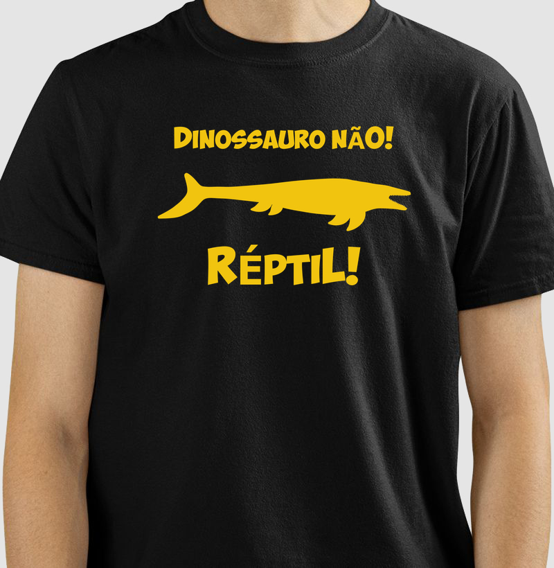 Camiseta Dinossauro Não! Mosasaurus Algodão Premium Dinoloco