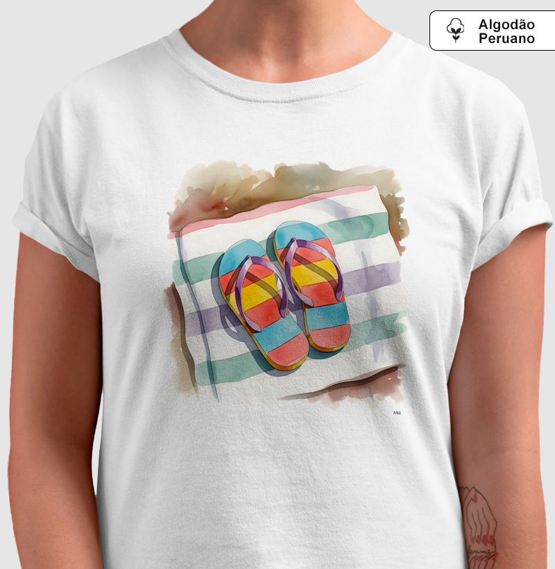 Camiseta Algodão Peruano - Chinelos de Verão 