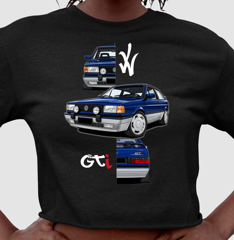 Camiseta cropped feminina Gol GTI