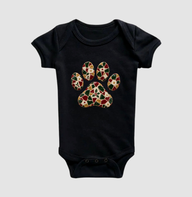 Pata Natalina em Mosaico Cerâmico - Body Infantil