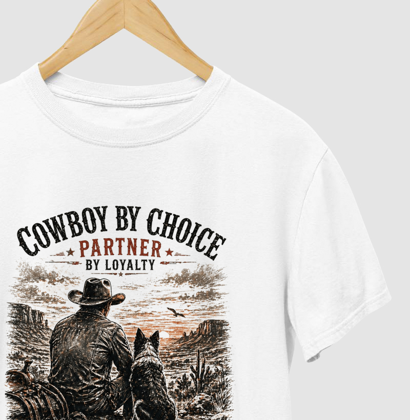Camiseta Cowboy & Dog Western – Cowboy by Choice, Partner by Loyalty | Rustler South Co.