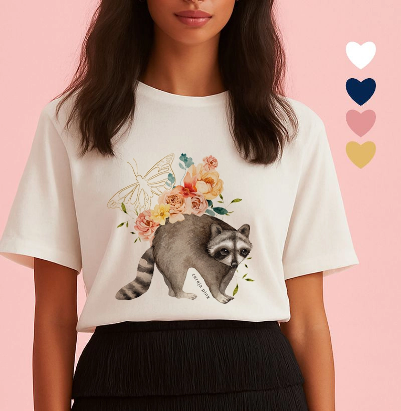 T-Shirt Feminina Ilustrada Guaxinim