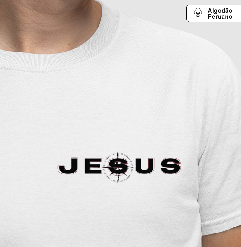 Camiseta Algodão Peruano Bússola Jesus
