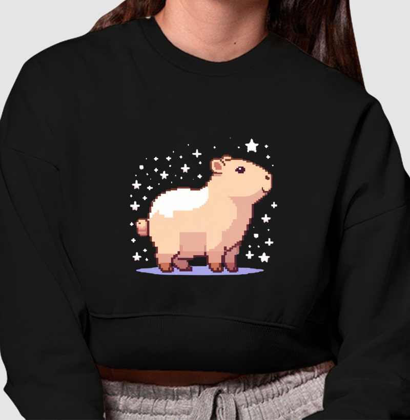 Moletom Cropped Capivara Pixel Art