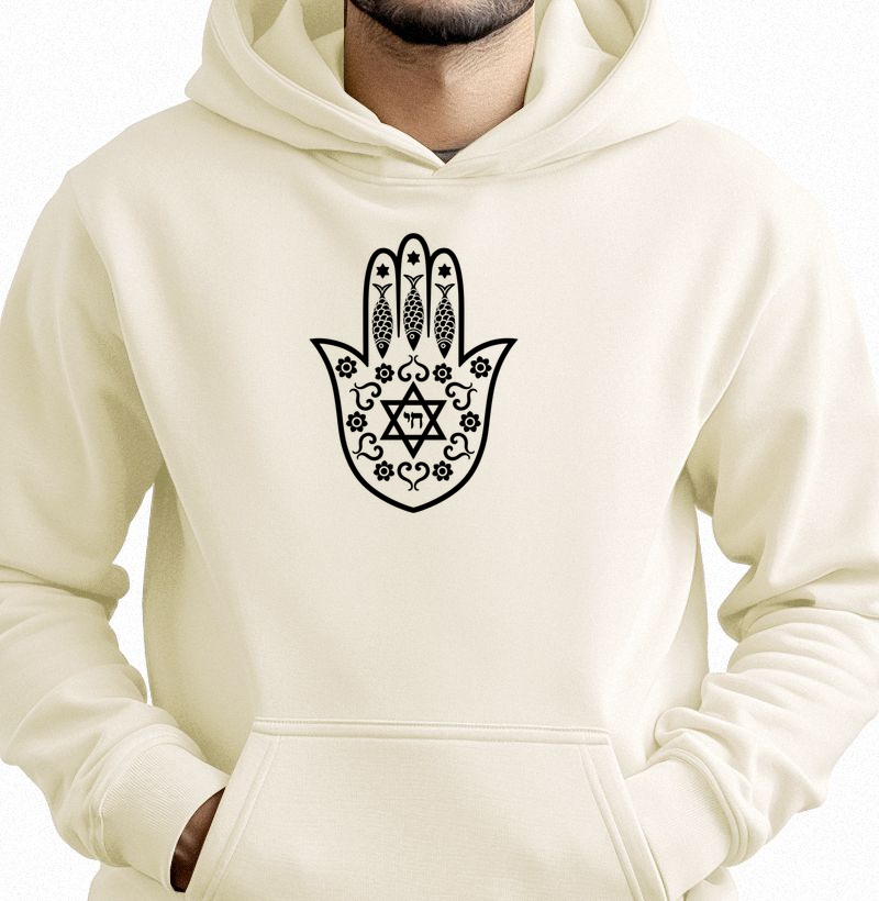 𝙈𝙖̃𝙤 𝙃𝙖𝙢𝙨𝙖: 𝙋𝙧𝙤𝙩𝙚𝙘̧𝙖̃𝙤, 𝙇𝙪𝙯 𝙚 𝘾𝙤𝙣𝙚𝙭𝙖̃𝙤 - Hoodie Moletom