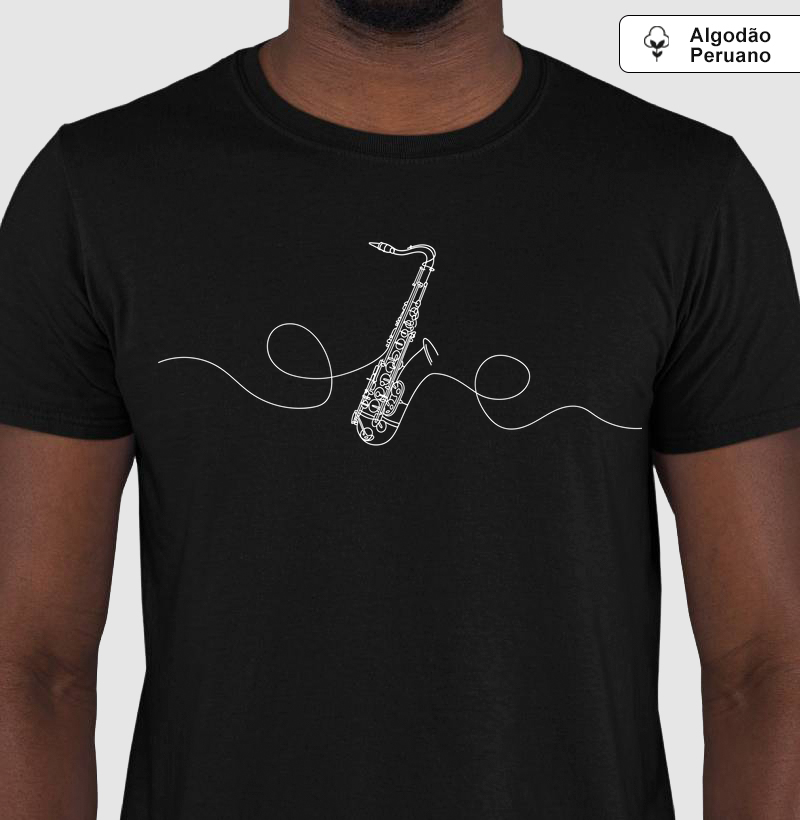 Camiseta Premium Minimalista Sax Tenor Linha Contínua