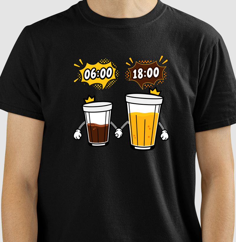 06:00 Café e 18:00 Cerveja Copo Americano