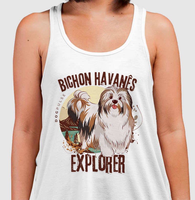 Camiseta Regata Dog Pulse Bichon Havanês Explorer – Tropical Vibes