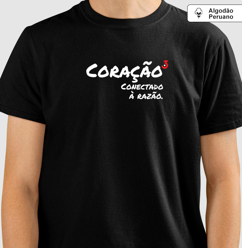 Camiseta Algodão Peruano 3Car Manifesto Coração Conectado à Razão