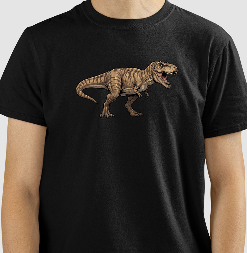 Camisa Algodão Estampada Dinossauro T-rex Imponente Premium Dinoloco