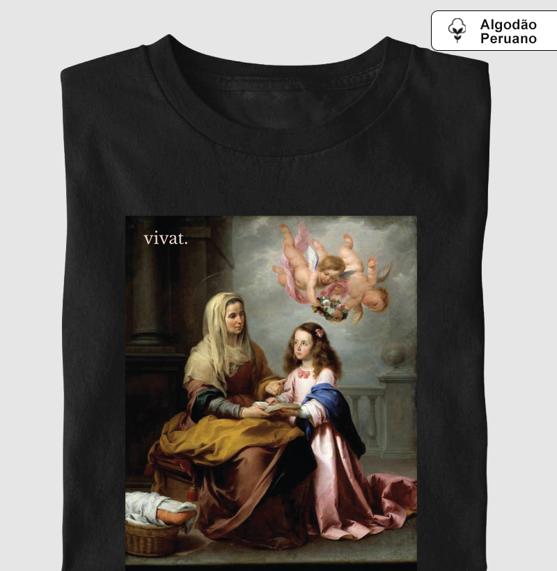 Santa Ana ensinando a Virgem a ler Algodão Peruano