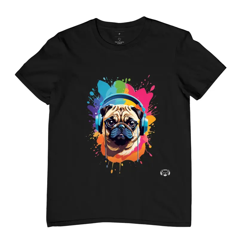 Camiseta Pug Headphones