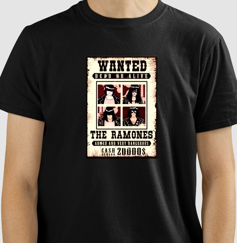 CAMISETA COM ESTAMPA RAMONES WANTED