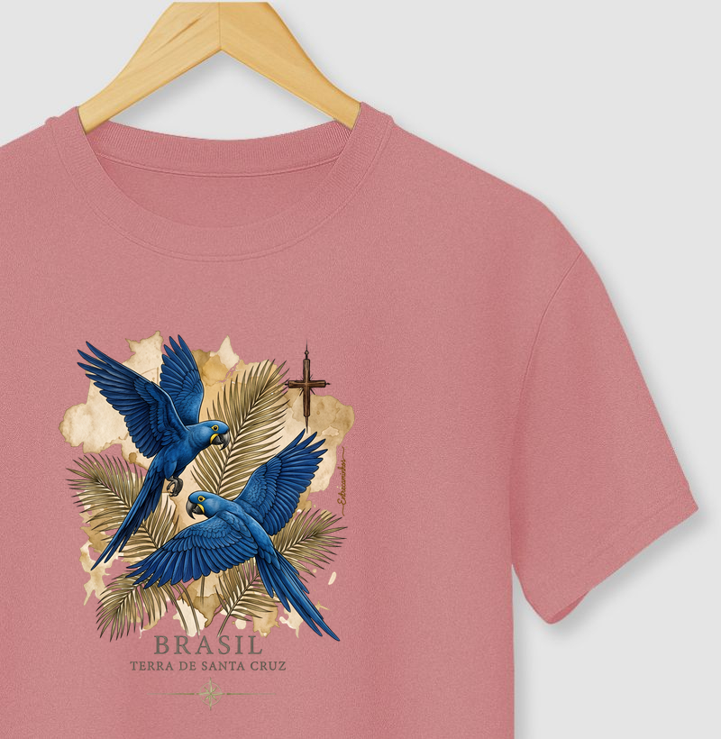 Arara-Azul-de-Lear - Brasil Terra de Santa Cruz - Fé, História e Natureza - Camiseta