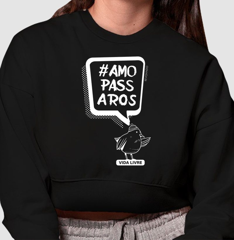 Aves em Texto - Bird de toca - Moletom Cropped