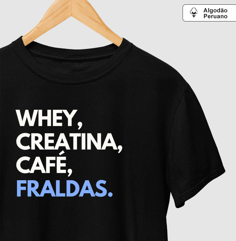 Whey, creatina, café, fraldas
