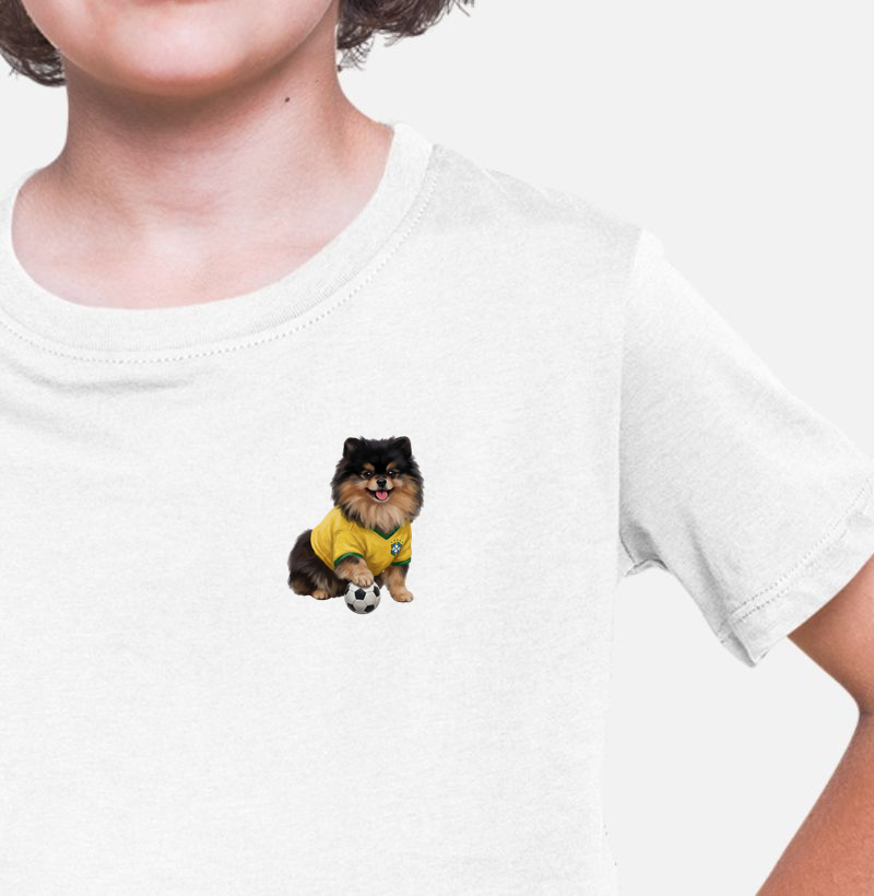 Pomerania Preta e Bege - Seleção Felina - Camiseta Infantil