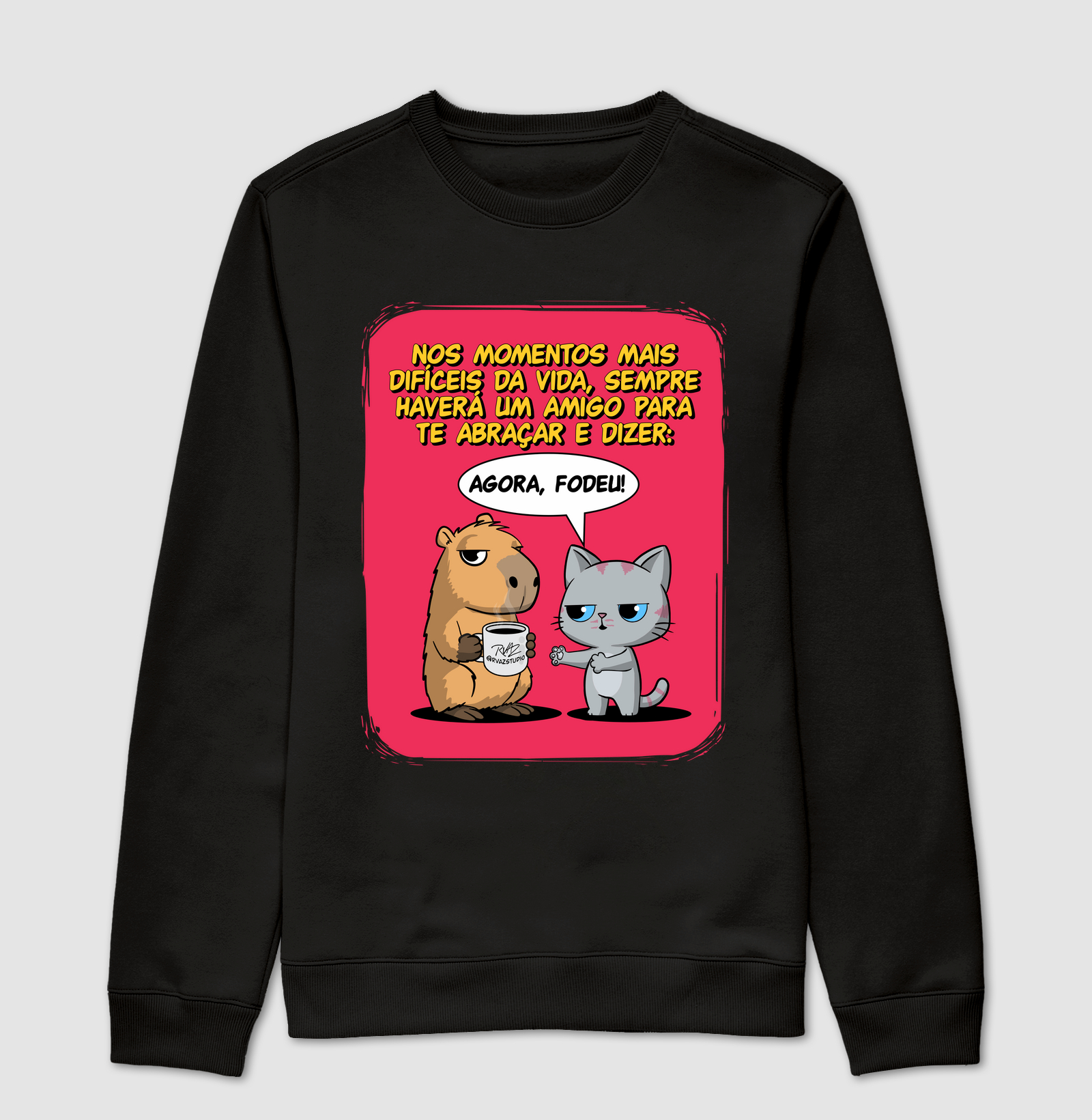 Camiseta Capivara e Gato Amigos - Suéter Moletom