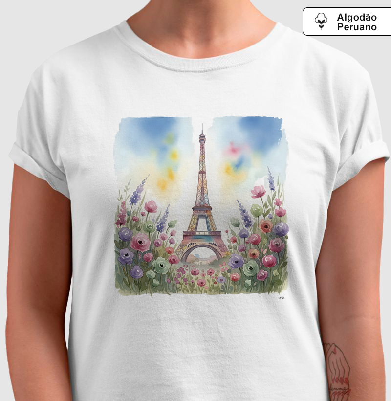 Camiseta Algodão Peruano - Jardim de Paris