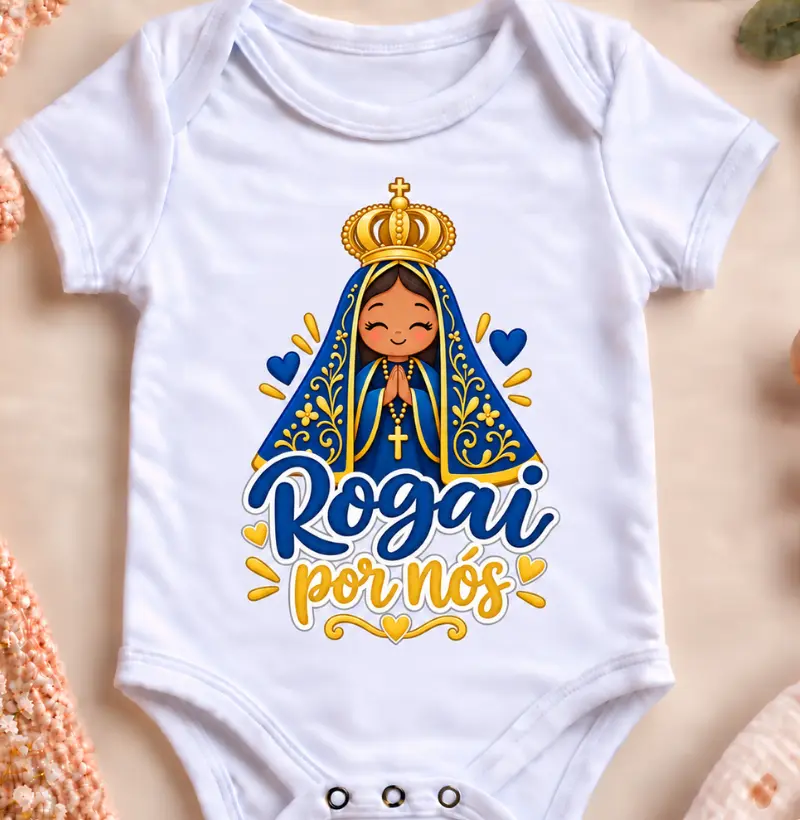  Nossa Senhora Aparecida | Rogai por Nós Baby - Body Infantil