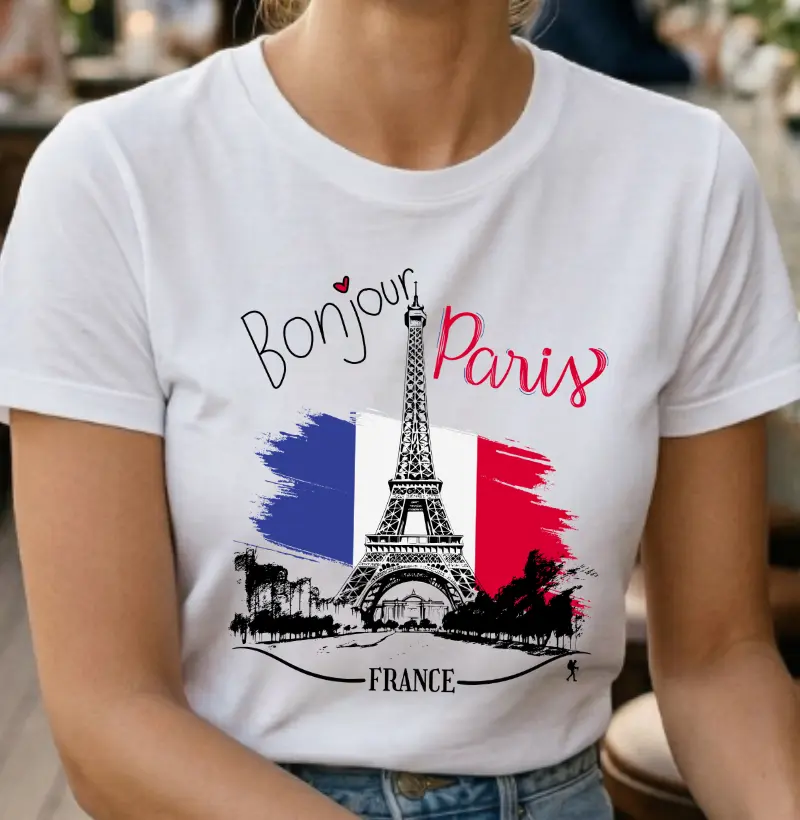 Camiseta Bonjour Paris França | Excursionista