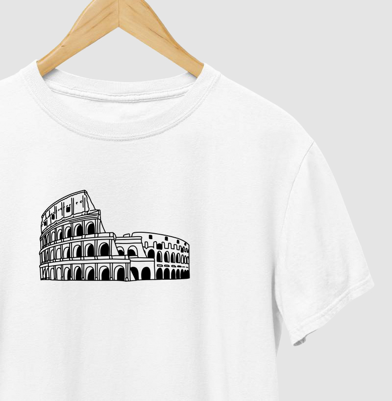 Camiseta Estampa Coliseu Branco Masculino